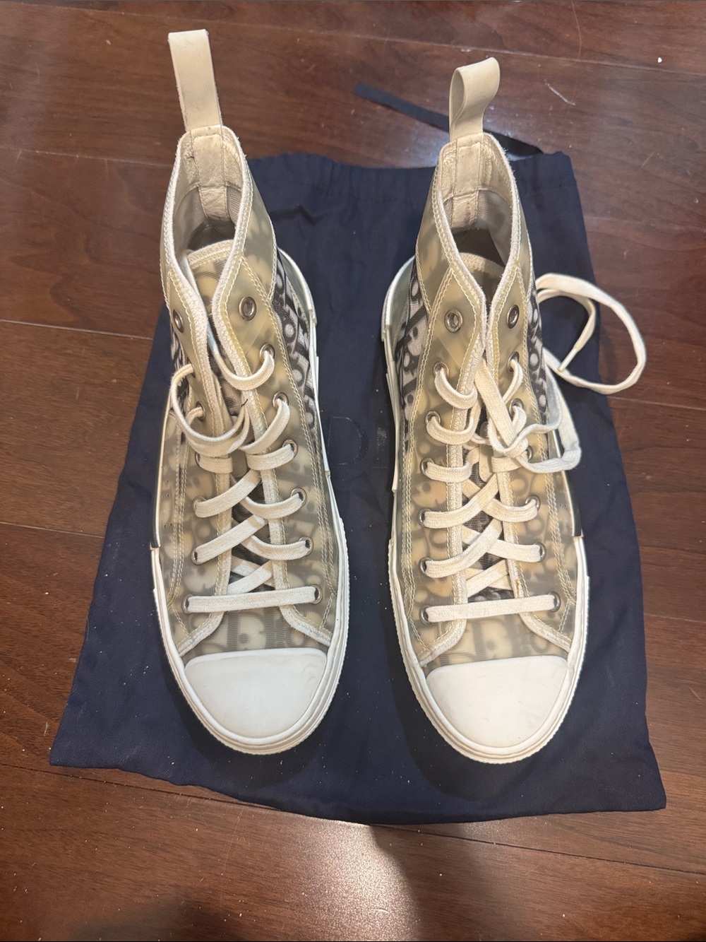 Dior Beige High-Top Monogram Sneakers